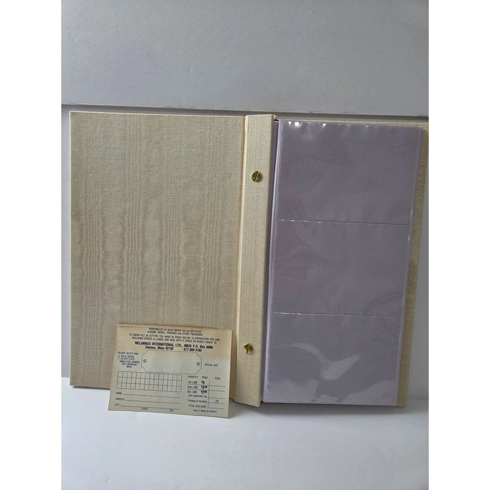 Melannco The Keeper of Memories Photo Album Cream Moire Fabric Brass Screw Post